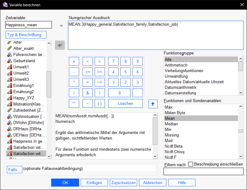 Skala Mittelwert Mean.X SPSS