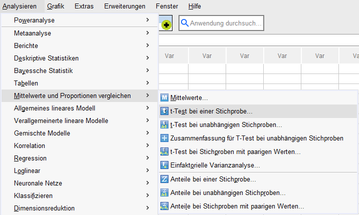 Einstichproben t-test SPSS