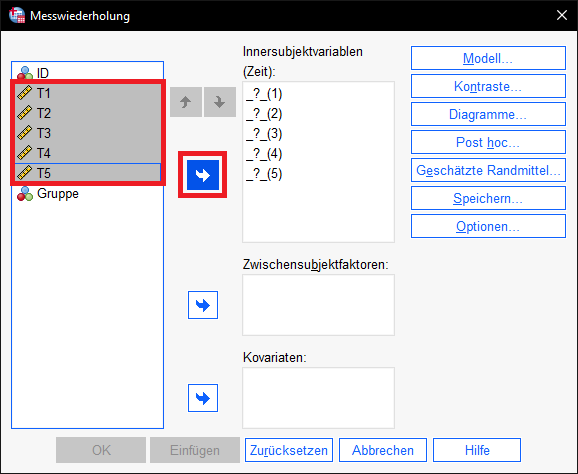 SPSS Innersubjektfaktor gemischte ANOVA